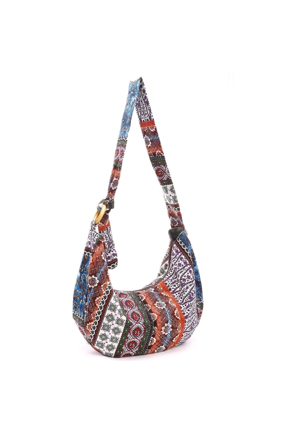 JennyShop Canvas Purse Cotton Satchel, Pretty Shoulder Bag for Women,Hippie Crossbody Bagm,Bohemian Handbag Printed Pattern Hobo Bag