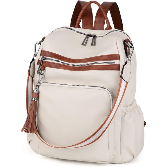 JennyShop Convertible Travel Shoulder Bag with Tassel, Fashion Backpack Purse Leather Vegan Ladies Fashion Designer Rucksack