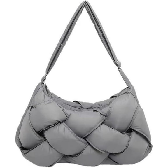 JennyShop Creative Quilted Woven Trendy Padding Bag, Fashion Puffy Crossbody Bag Padded Puffer Lattice Shoulder Bag for Women