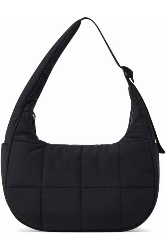 JennyShop Crescent Puffer Purse Shoulder Bag for Women, Hot Sale Nylon Quilted Purses Bag Adjustable Shoulder Strap Puffy Bag