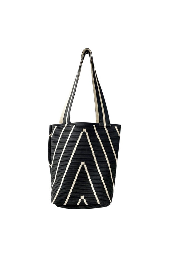 JennyShop Design Sense Wave Knitted Shoulder Bag Shopping Large Capacity Bag Commuter Bucket Bag