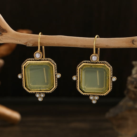 JennyShop Elegant Vintage Geometric Pearl Pendant Drop Earrings Women Exquisite Hanging Piercing Earring Wed Bridal Jewelry Gift