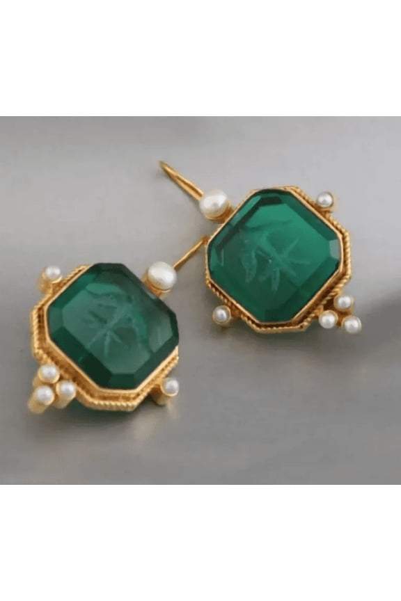 JennyShop Elegant Vintage Geometric Pearl Pendant Drop Earrings Women Exquisite Hanging Piercing Earring Wed Bridal Jewelry Gift