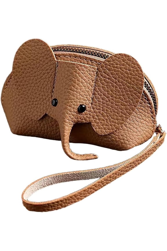 JennyShop Elephant Shape Coin Purse Cute Mini Animal Clutch Lightweight Card Pack for Women (Khaki)