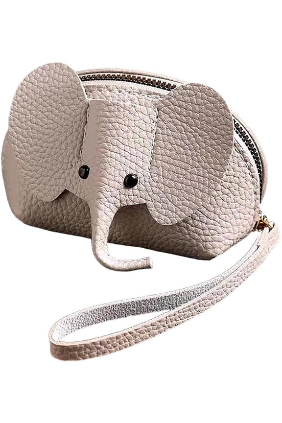 JennyShop Elephant Shape Coin Purse Cute Mini Animal Clutch Lightweight Card Pack for Women (Khaki)