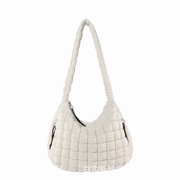 JennyShop Fashion Pleated Cloud Bag, Fashionable One-shoulder Portable Dumpling Bag, Large-capacity Down Cotton Underarm Women's Bag