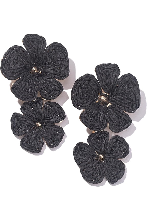 JennyShop Flower Drop Earrings Floral Raffia Earrings Statement Dangle Earrings Trendy Cute Summer Jewelry for Women