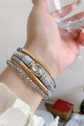 JennyShop Hot Sale Leather Wrap Bracelets Trendy Layered Bracelets with Magnetic Clasp Strackable Bohemian Jewelry Gifts for Women