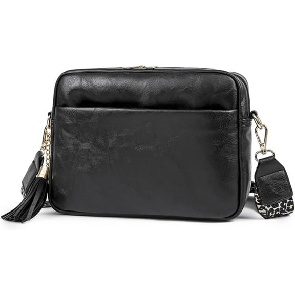 JennyShop Hot Sale PU Leather Shoulder Bag with Leopard Print Wide Adjustable Strap Cross Body Purse Handbags, Crossbody Bags For Women