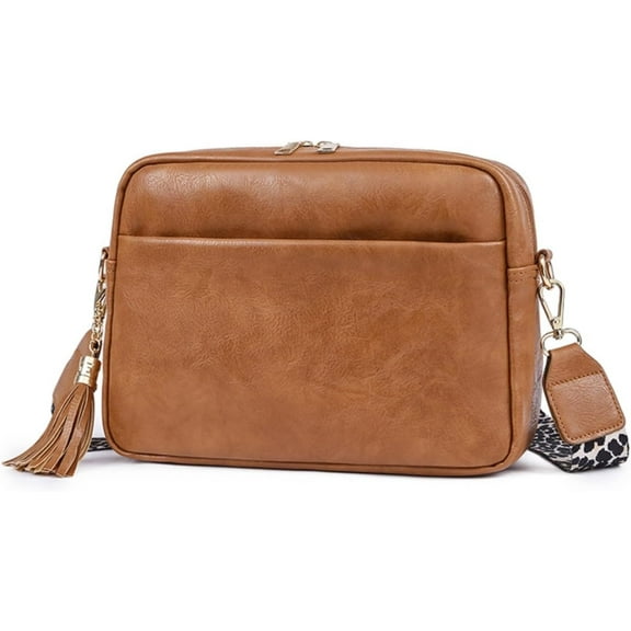 JennyShop Hot Sale PU Leather Shoulder Bag with Leopard Print Wide Adjustable Strap Cross Body Purse Handbags, Crossbody Bags For Women