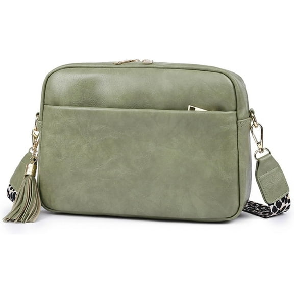 JennyShop Hot Sale PU Leather Shoulder Bag with Leopard Print Wide Adjustable Strap Cross Body Purse Handbags, Crossbody Bags For Women