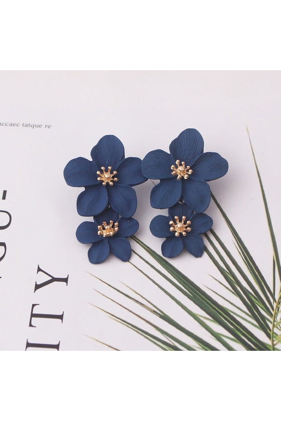 JennyShop Korean New Double-layers Flower Drop Earrings for Ladies Exaggerated Women Floral Earrings Fashion Jewelry aretes de mujer