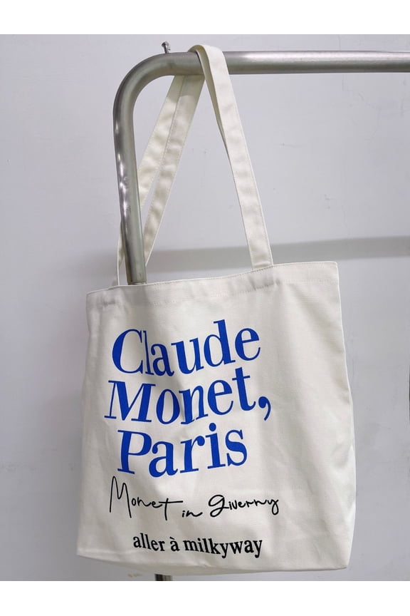 JennyShop Korean Simple Letter French Canvas Bag Ins Blogger Korean Shoulder Casual Shopping Bag