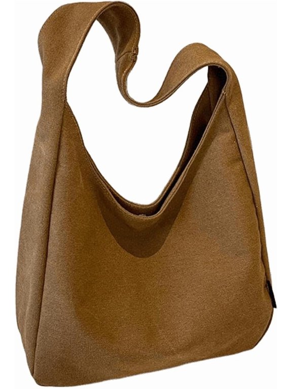 JennyShop Ladies' Commuting Tote Shoulder Bag, Quality Large Capacity Washed Retro Casual Lazy Canvas Bag