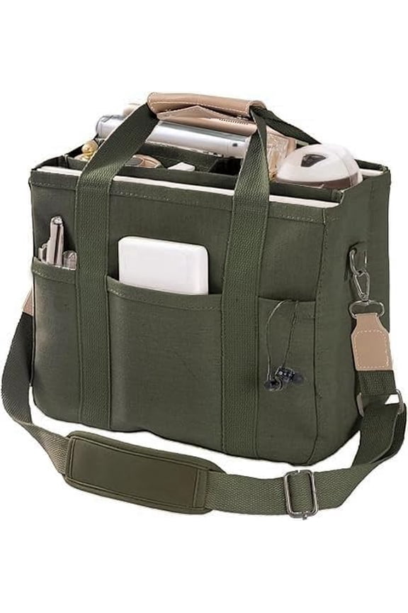 JennyShop Large Bible Messenger Bag with Pockets, Quality Tote Bags for Women, Canvas Purse Crossbody Bags with Pockets , Trendy Shoulder Handbags