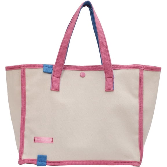 JennyShop Large Capacity Casual and Artistic Contrasting Canvas Shopping Bag, Shoulder Bag, Quality Korean Version Women's Canvas Handbag