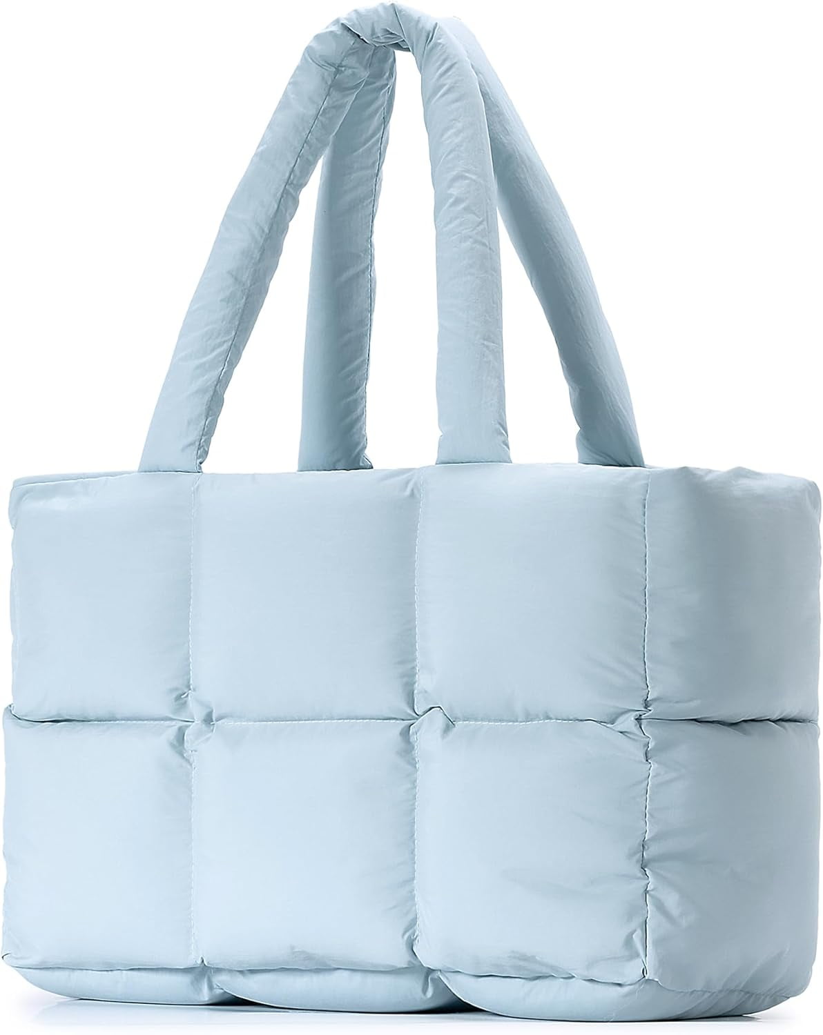 JennyShop Large Capacity Fashion Quilted Puffy Handbag, Herald Puffer Tote Bag for Women, Lightweight Satchel Purse for Working Travelling Gym Shopping