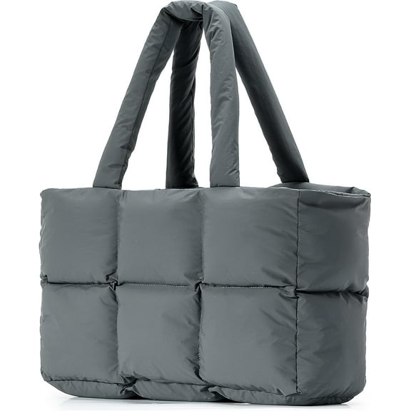 JennyShop Large Capacity Fashion Quilted Puffy Handbag, Herald Puffer Tote Bag for Women, Lightweight Satchel Purse for Working Travelling Gym Shopping