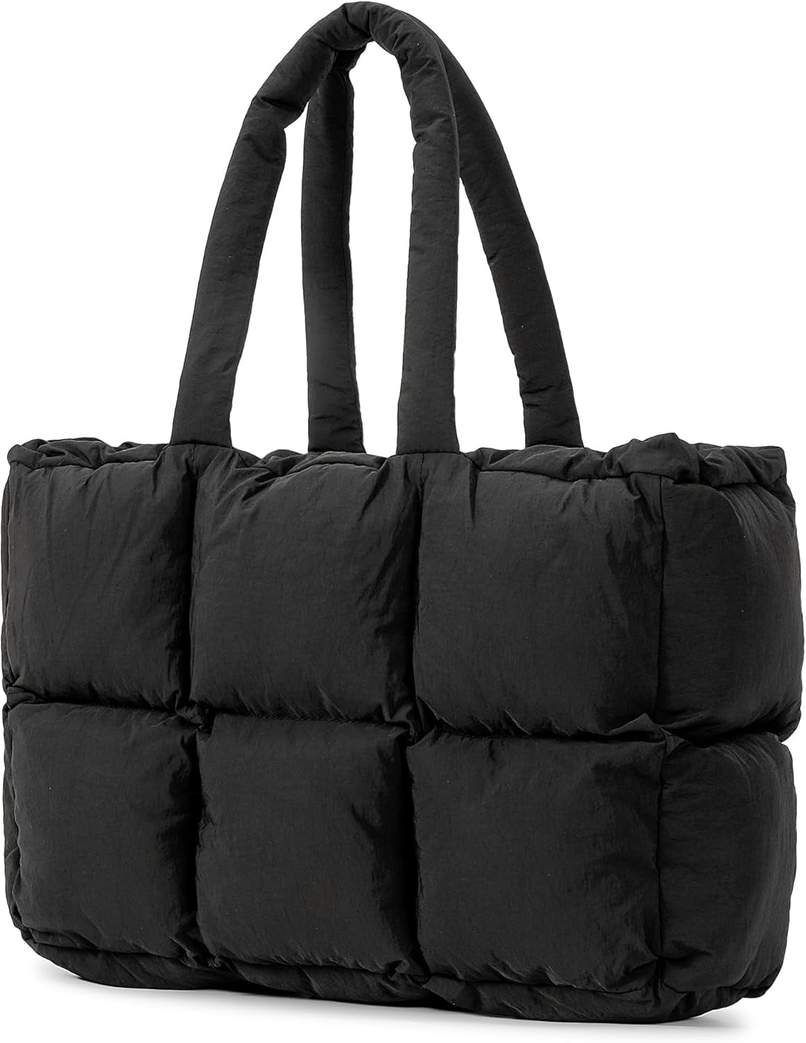 JennyShop Large Capacity Fashion Quilted Puffy Handbag, Herald Puffer Tote Bag for Women, Lightweight Satchel Purse for Working Travelling Gym Shopping