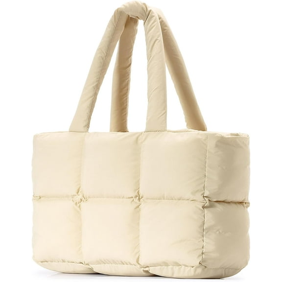 JennyShop Large Capacity Fashion Quilted Puffy Handbag, Herald Puffer Tote Bag for Women, Lightweight Satchel Purse for Working Travelling Gym Shopping