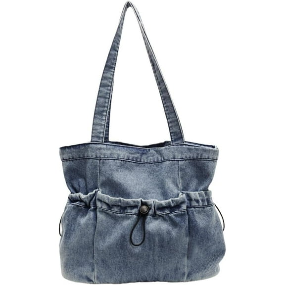 JennyShop Large Capacity Tote Purse with Multiple Pockets, Hot Sale Denim Shoulder Handbag, Elegant Versatile Underarm Bag