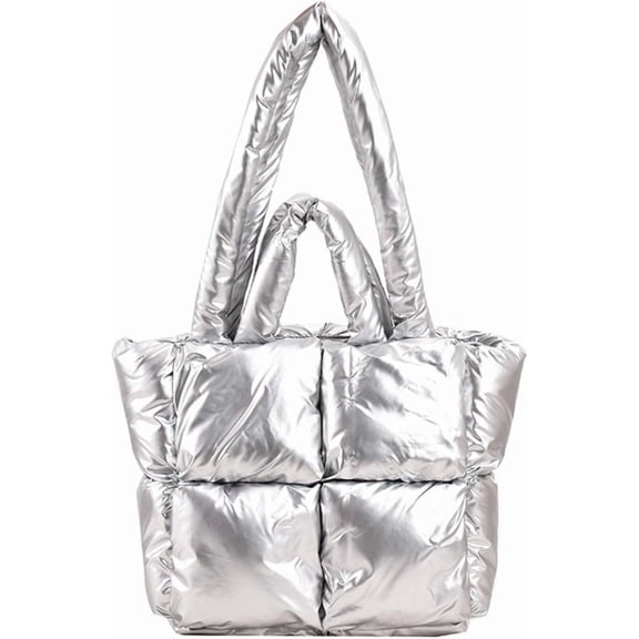 JennyShop  Large Puffer Tote Bag for Women, Puffy Tote Bag Padded Puffy Tote Lattice Handbags, Fashion Shoulder Bag Puffer Luxury Bags