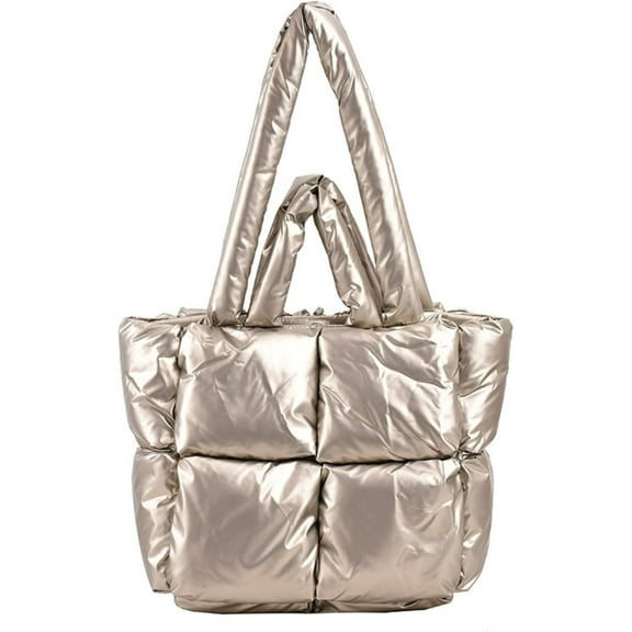 JennyShop  Large Puffer Tote Bag for Women, Puffy Tote Bag Padded Puffy Tote Lattice Handbags, Fashion Shoulder Bag Puffer Luxury Bags