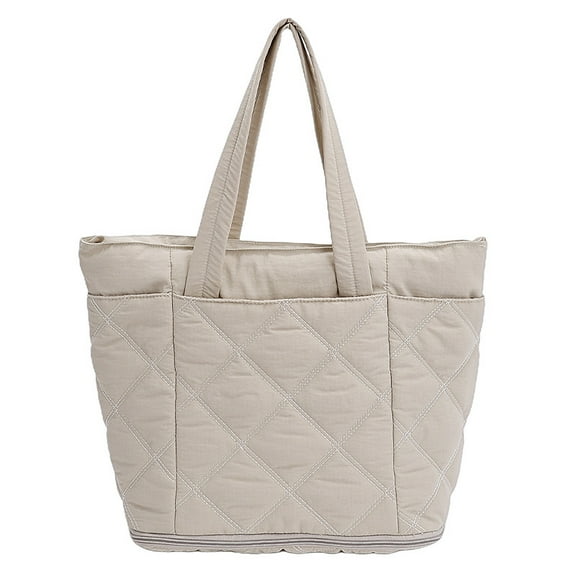 JennyShop Large-capacity Tote Bag for Women, Commuting Single-shoulder Tote Bag, Leisure Travel Bag, New Nylon Cloth Bag, Diamond-patterned Large-capacity Student Bag