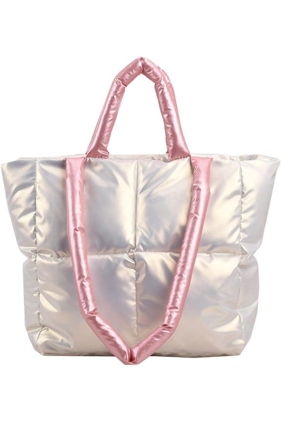 JennyShop  Lightweight Shoulder Bag Puffer Luxury Bags, Puffy Tote Bag Padded Puffy Tote Lattice Handbags for Women Large Capacity Puffer Tote Bag