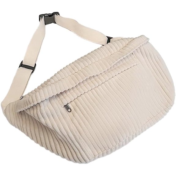 JennyShop Multi Pocket Crossbody Bag Waist Purse for Women, Quality Corduroy Chest Bag Classic Fashion Shoulder Bag Practical