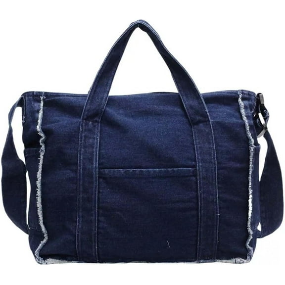 JennyShop Multi-Way Handheld/Crossbody Bag/Shoulder Messenger Tote Bag Japanese-Style Unisex Canvas Denim Bag