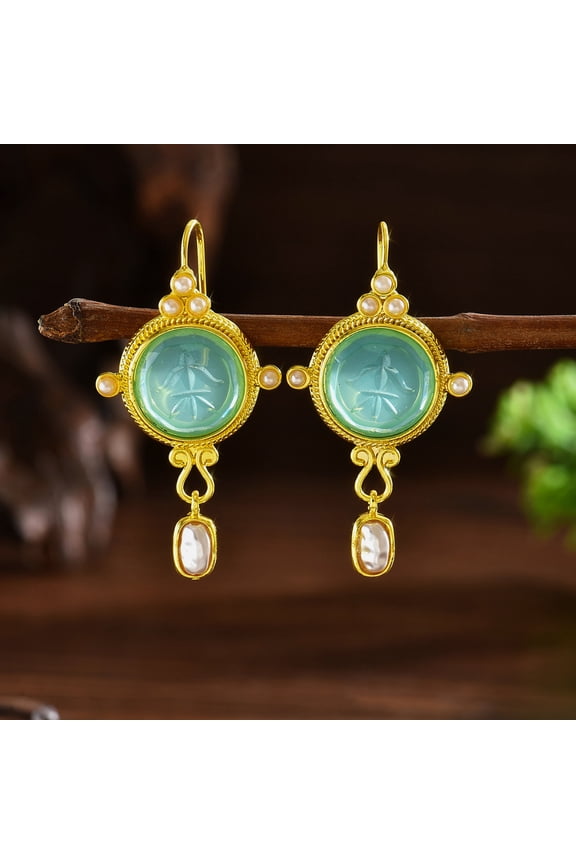 JennyShop New Trend Blue Color Geometric Type Inlay Pearls Earrings For Women Party Birthday Custom Jewelry