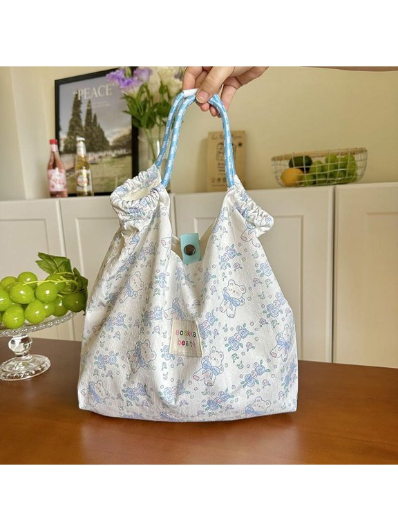 JennyShop Original Korean Version Tote Bag Spring and Summer Fresh and Versatile Street Large Capacity Niche Flower Cloth Bag Shoulder Broken Flower Canvas Bag