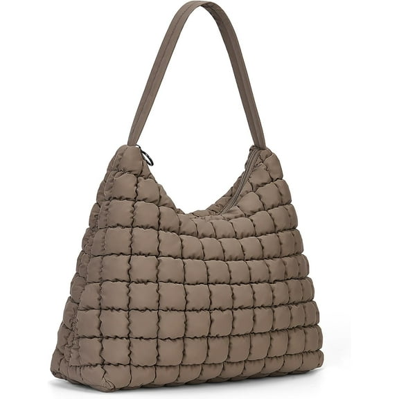 JennyShop Pretty Lightweight Puffy Handbag, Trendy Quilted Tote Bag Puffer Hobo Bag for Women, Everyday Carryall Tote for Work Gym College