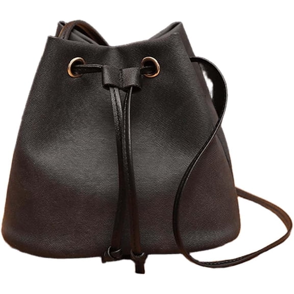 JennyShop Pulling Rope Bucket Bag for Women - Mini Cute PU Leather Crossbody Bag with Adjustable Shoulder Strap