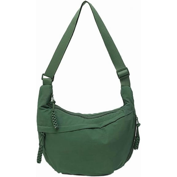 JennyShop Slouchy Corduroy Dumpling Bag Purse, Trendy Hobo Bag for Women Men Crescent Shoulder Bag Retro Nylon Canvas Crossbody Bag