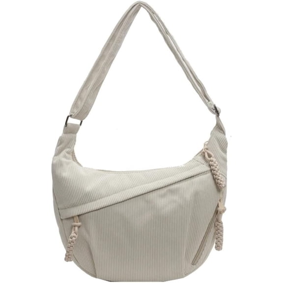 JennyShop Slouchy Corduroy Dumpling Bag Purse, Trendy Hobo Bag for Women Men Crescent Shoulder Bag Retro Nylon Canvas Crossbody Bag