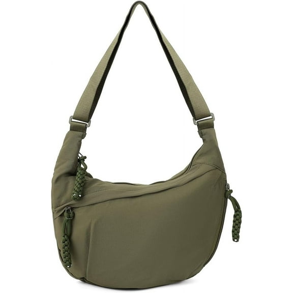 JennyShop Slouchy Corduroy Dumpling Bag Purse, Trendy Hobo Bag for Women Men Crescent Shoulder Bag Retro Nylon Canvas Crossbody Bag