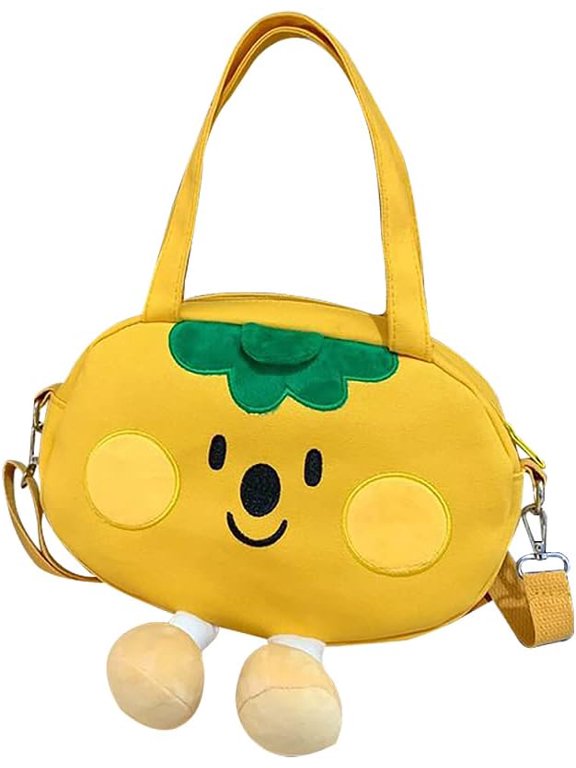 JennyShop Unique Tote Bag, Trendy Canvas Shoulder Handbag for Women, Lovely Tomato Shape Crossbody Bag