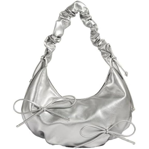 JennyShop Versatile Tote Purse with Bow Embellishment, High Quality PU Leather Shoulder Handbag, Classic Women Underarm Bag