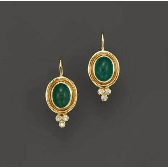 JennyShop Vintage Green Crystal Round Dangle Earrings For Women Boho Custom Jewelry