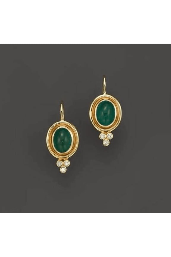 JennyShop Vintage Green Crystal Round Dangle Earrings For Women Boho Custom Jewelry
