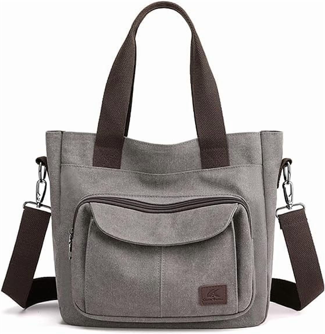 JennyShop Vintage Multi-pocket Handbags, Hot Sale Canvas Tote Purse for Women, Work Shoulder Crossbody Bag