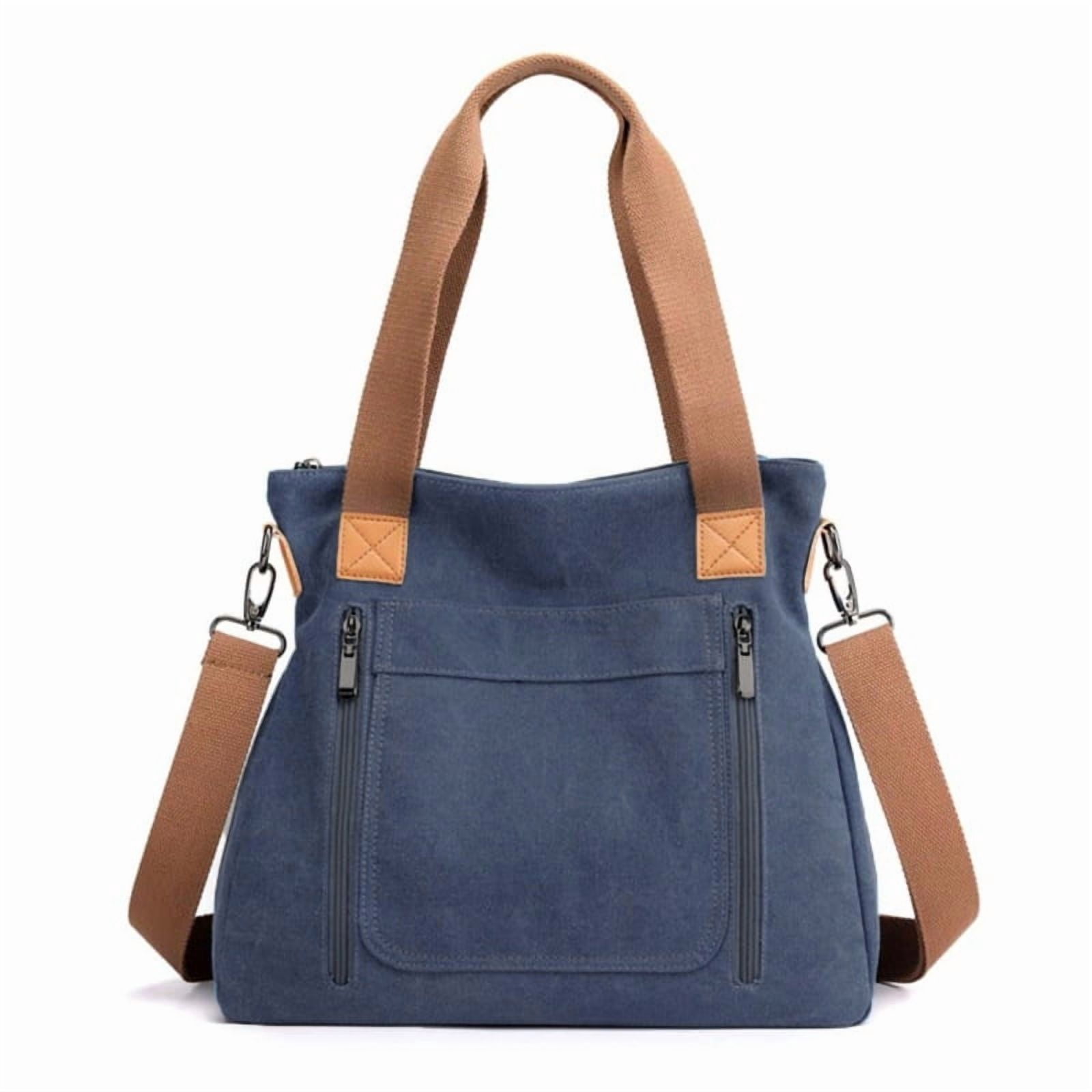 JennyShop Vintage Multi-pocket Handbags, Hot Sale Canvas Tote Purse for Women, Work Shoulder Crossbody Bag