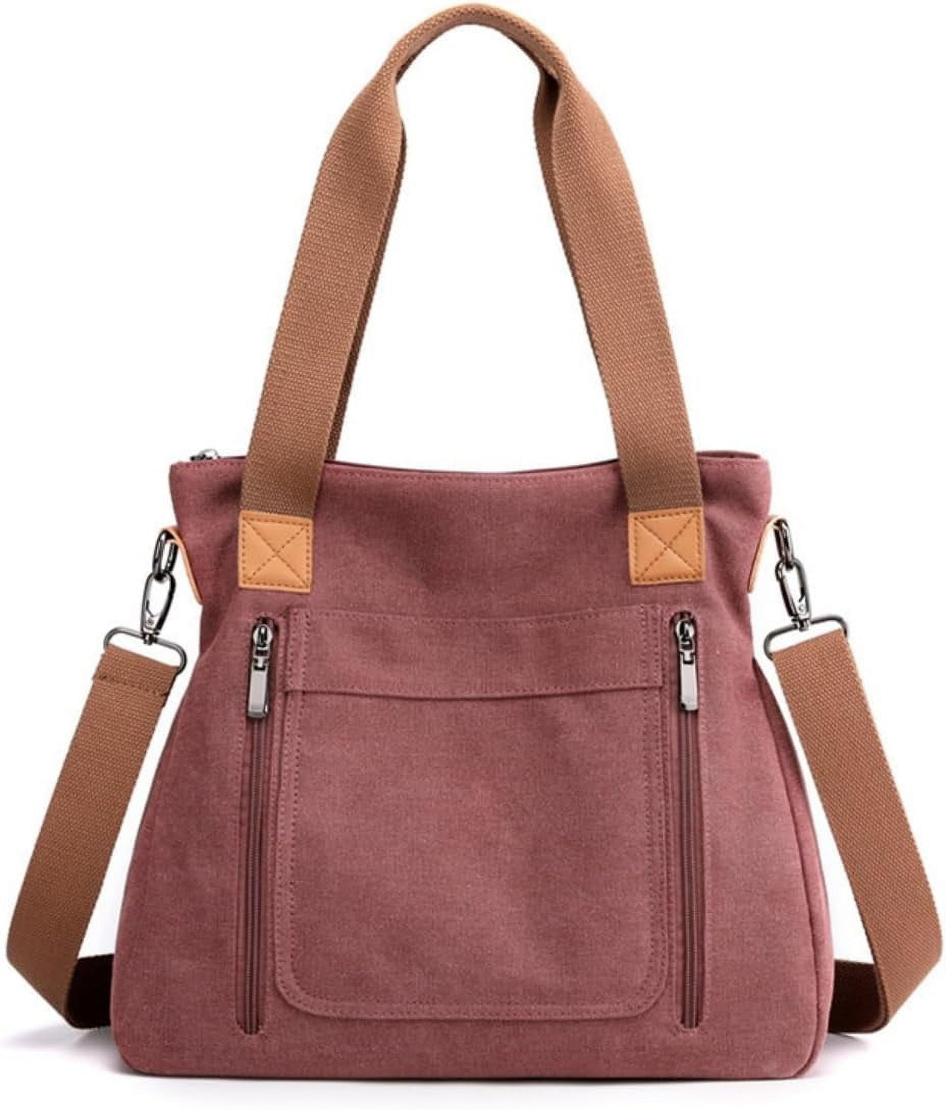 JennyShop Vintage Multi-pocket Handbags, Hot Sale Canvas Tote Purse for Women, Work Shoulder Crossbody Bag