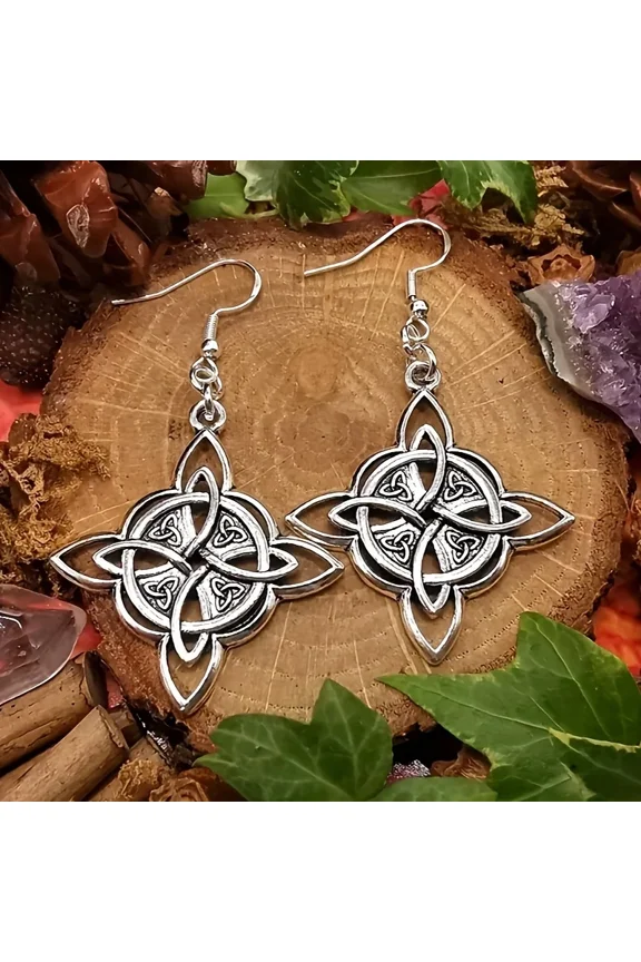 JennyShop Vintage Witch Knot Earrings Magic Knot Pagan Wicca Symbol Earring for Men Women Celtic Knot Jewelry Gifts