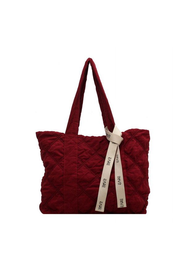 JennyShop Women's Autumn-winter Single Shoulder Bag, Lingge Tote Bag, Large Capacity Student Class Bag
