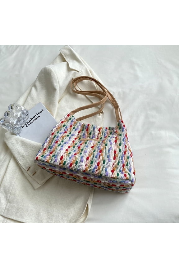 JennyShop Women's Bag New Korean Version Fashion Tote Bag Internet Celebrity Nanfeng Foreign Style Contrasting Color Canvas Shoulder Bag