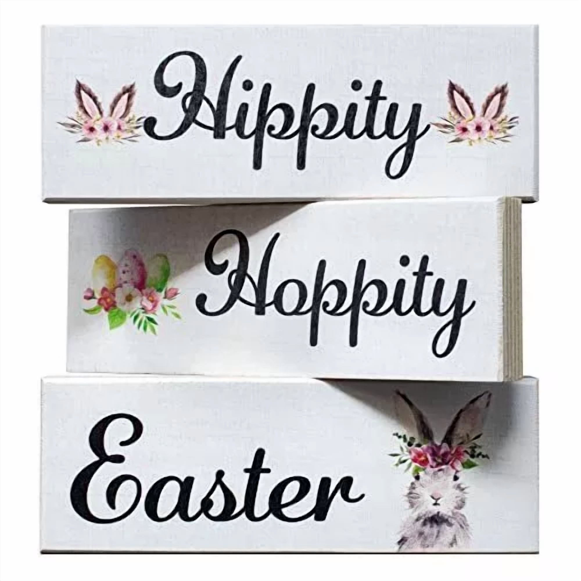 Jennygems Easter Bunny Decor, Easter Decorations, Tiered Tray 3Pc Block Set