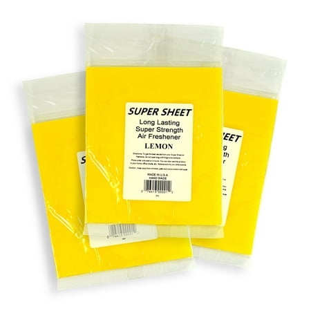 Jenray Super Sheet Large (8"x7") Under Seat Car Air Freshener, 3-Pack (Lemon)